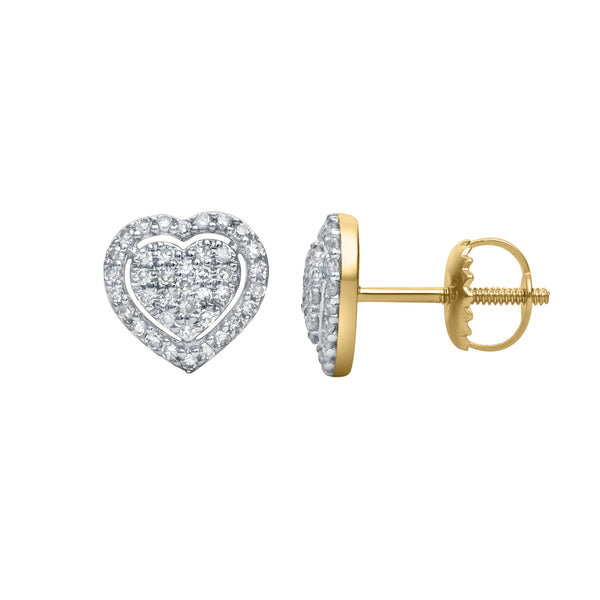 LuvMyJewelry Nora Heart Diamond Earrings in 14K Yellow Gold