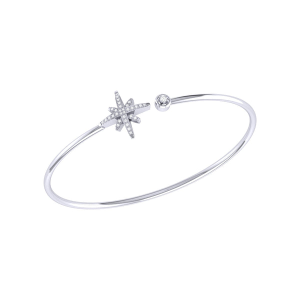 LuvMyJewelry North Star Adjustable Diamond Cuff in 14K White Gold