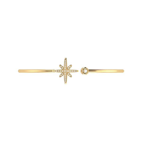 LuvMyJewelry North Star Adjustable Diamond Cuff In 14K Yellow Gold