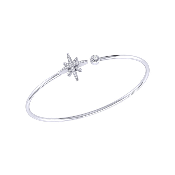 LuvMyJewelry North Star Adjustable Diamond Cuff in Sterling Silver