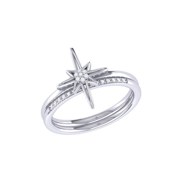 LuvMyJewelry North Star Detachable Diamond Ring in 14K White Gold