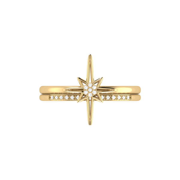LuvMyJewelry North Star Detachable Diamond Ring In 14K Yellow Gold Vermeil On Sterling Silver