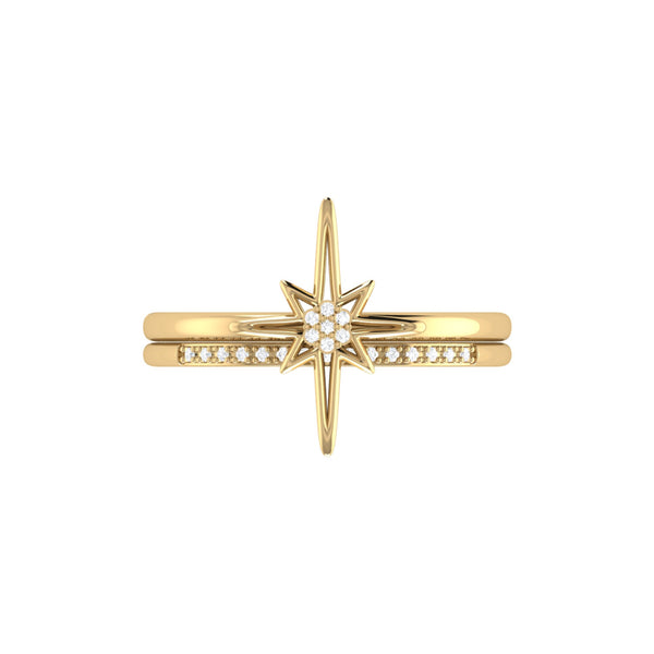 LuvMyJewelry North Star Detachable Diamond Ring In 14K Yellow Gold