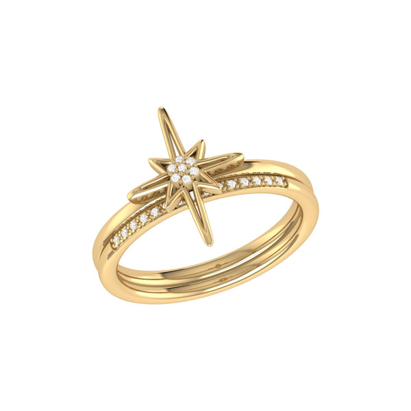 LuvMyJewelry North Star Detachable Diamond Ring in 14K Yellow Gold
