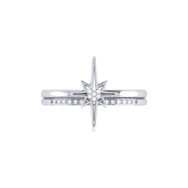 LuvMyJewelry North Star Detachable Diamond Ring In Sterling Silver