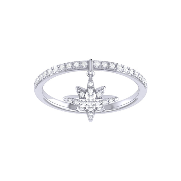 LuvMyJewelry North Star Diamond Charm Ring in 14K White Gold