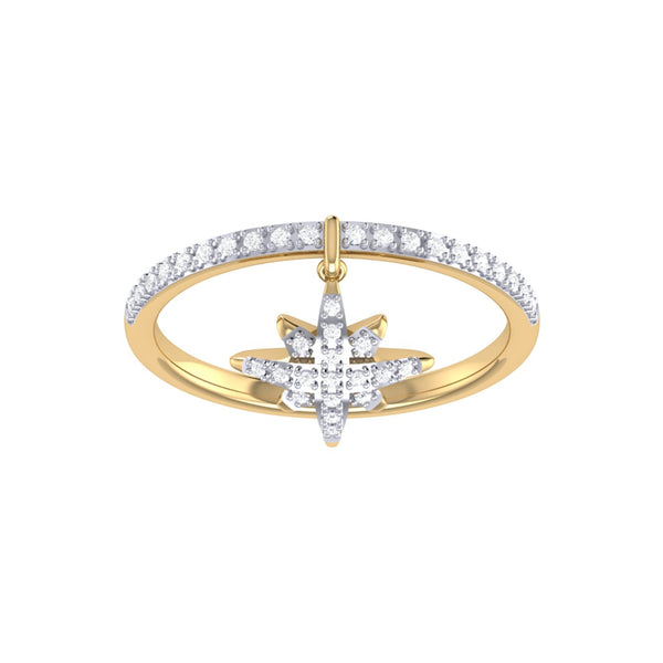 LuvMyJewelry North Star Diamond Charm Ring in 14K Yellow Gold