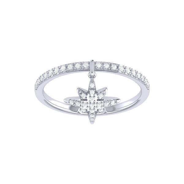 LuvMyJewelry North Star Diamond Charm Ring in Sterling Silver
