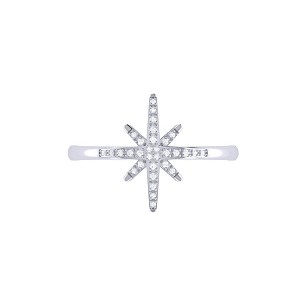 LuvMyJewelry North Star Diamond Ring In 14K White Gold