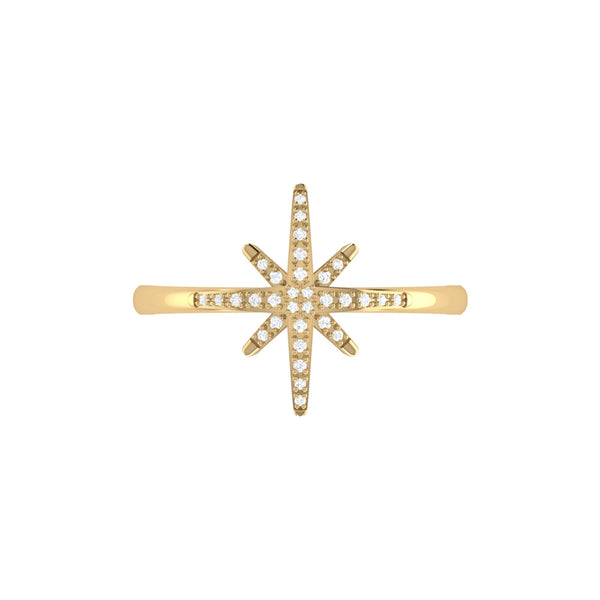 LuvMyJewelry North Star Diamond Ring In 14K Yellow Gold