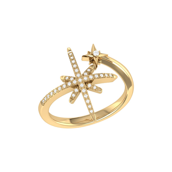 LuvMyJewelry North Star Duo Diamond Ring in 14K Yellow Gold