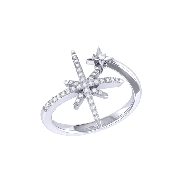 LuvMyJewelry North Star Duo Diamond Ring in Sterling Silver