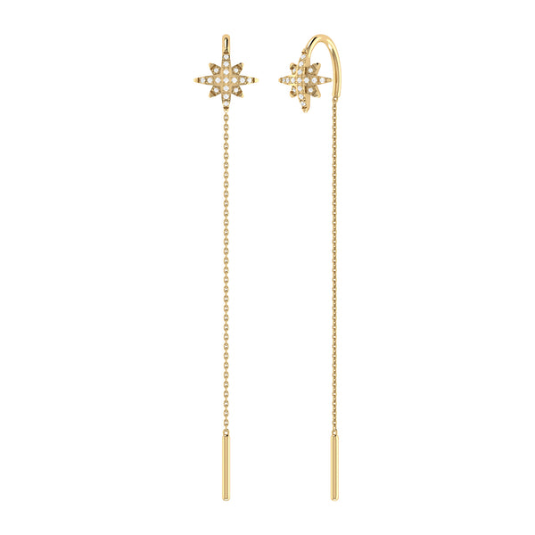 LuvMyJewelry North Star Tack-In Diamond Earrings in 14K Yellow Gold Vermeil on Sterling Silver