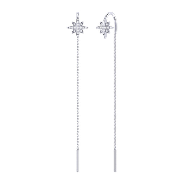 LuvMyJewelry North Star Tack-In Diamond Earrings in Sterling Silver