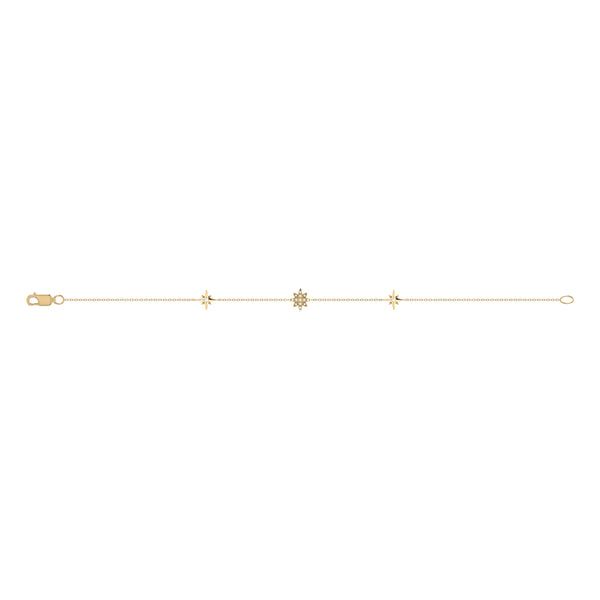 LuvMyJewelry North Star Trio Diamond Bracelet In 14K Yellow Gold Vermeil On Sterling Silver