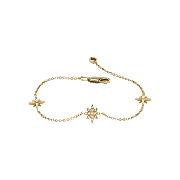 LuvMyJewelry North Star Trio Diamond Bracelet in 14K Yellow Gold Vermeil on Sterling Silver