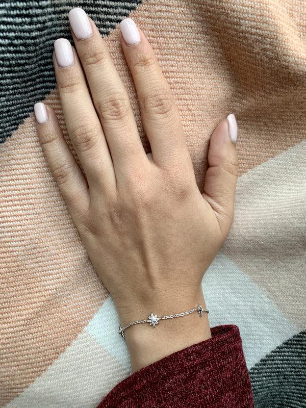 LuvMyJewelry North Star Trio Diamond Bracelet In Sterling Silver