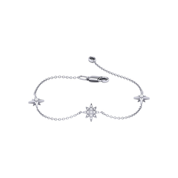LuvMyJewelry North Star Trio Diamond Bracelet in Sterling Silver