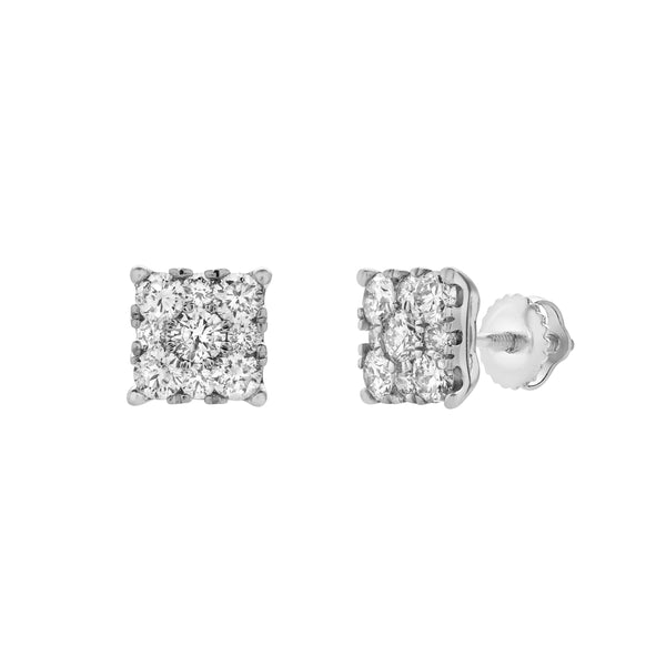 LuvMyJewelry Nova 14K White Gold Cluster Lab Grown Diamond Unisex Earrings - 0.75 Cts