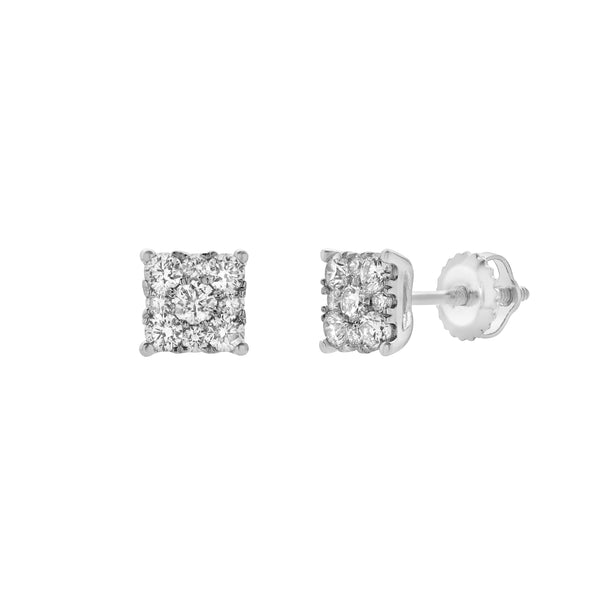 LuvMyJewelry Nova 14K White Gold Cluster Lab Grown Diamond Unisex Earrings - 0.33 Cts