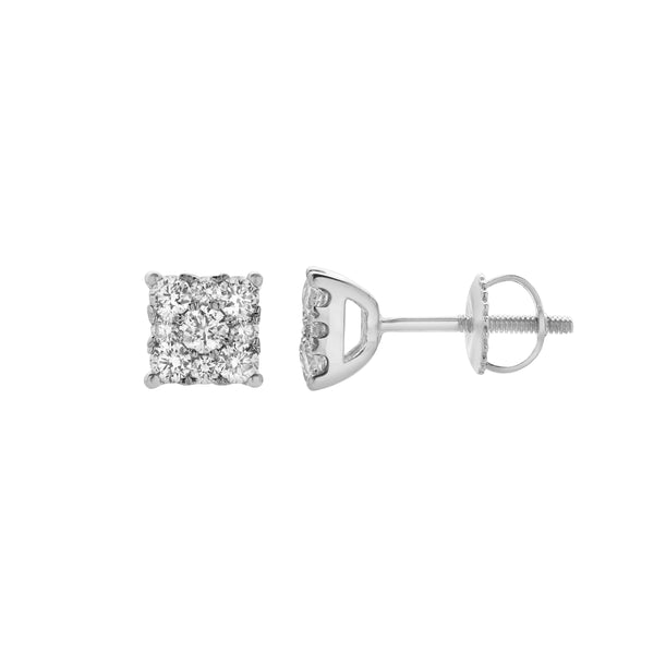 LuvMyJewelry Nova 14K White Gold Cluster Lab Grown Diamond Unisex Earrings - 0.25 Cts