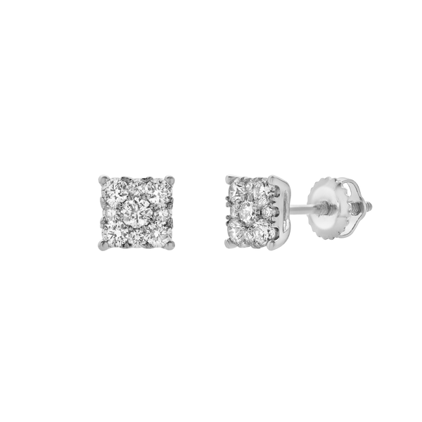 LuvMyJewelry Nova 14K White Gold Cluster Lab Grown Diamond Unisex Earrings - 0.5 Cts