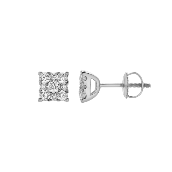 LuvMyJewelry Nova 14K White Gold Cluster Lab Grown Diamond Unisex Earrings - 0.5 Cts