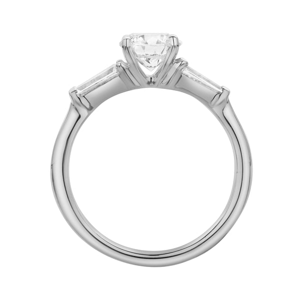 LuvMyJewelry Nova 14K White Gold Tapered Baguette & Round Cut Lab Grown Diamond Three Stone Ring - 1.48 Ct