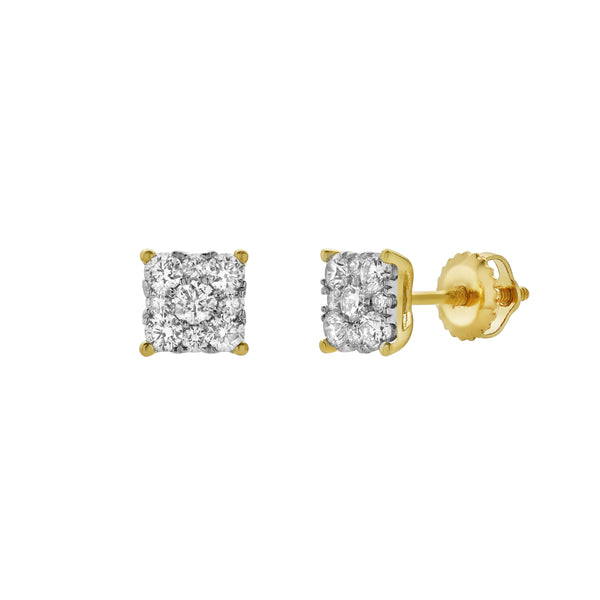 LuvMyJewelry Nova 14K Yellow Gold Cluster Lab Grown Diamond Unisex Earrings - 0.49 Cts