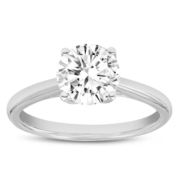 LuvMyJewelry Nyra 14K White Gold Round Lab Grown Diamond Classic Engagement Ring - 1.5 ctw