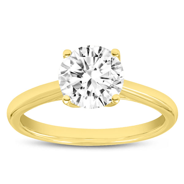 LuvMyJewelry Nyra 14K Yellow Gold Round Lab Grown Diamond Classic Solitaire Engagement Ring - 1.5 ctw