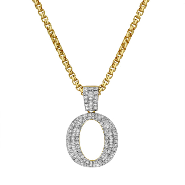 LuvMyJewelry O Initial Diamond Pendant 10K Yellow Gold - 0.81 Carats