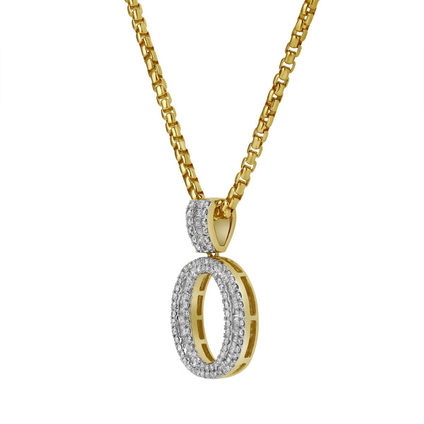 LuvMyJewelry O Initial Diamond Pendant 10K Yellow Gold - 0.81 Carats