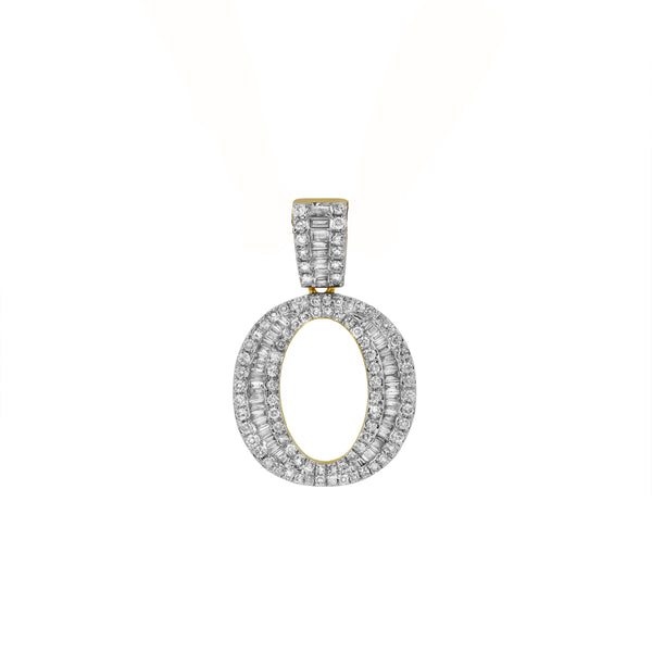 LuvMyJewelry O Initial Diamond Pendant 10K Yellow Gold - 0.81 Carats