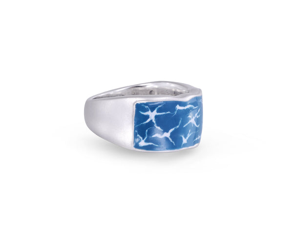 LuvMyJewelry Ocean Waves Sterling Silver Blue Green Enamel Band Ring