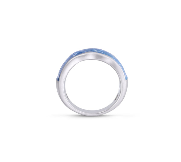 LuvMyJewelry Ocean Waves Sterling Silver Blue Green Enamel Band Ring