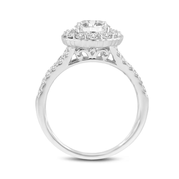 LuvMyJewelry Octavia 14K White Gold Oval Lab Grown Diamond Halo Engagement Ring - 2.5 Ct