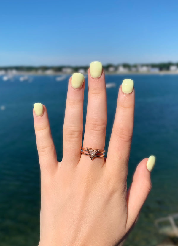 LuvMyJewelry On Point Triangle Diamond Ring In 14K Rose Gold Vermeil On Sterling Silver