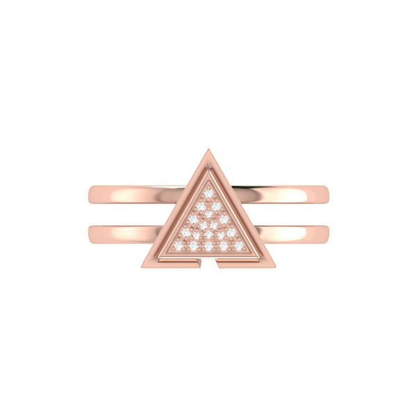 LuvMyJewelry On Point Triangle Diamond Ring In 14K Rose Gold Vermeil On Sterling Silver