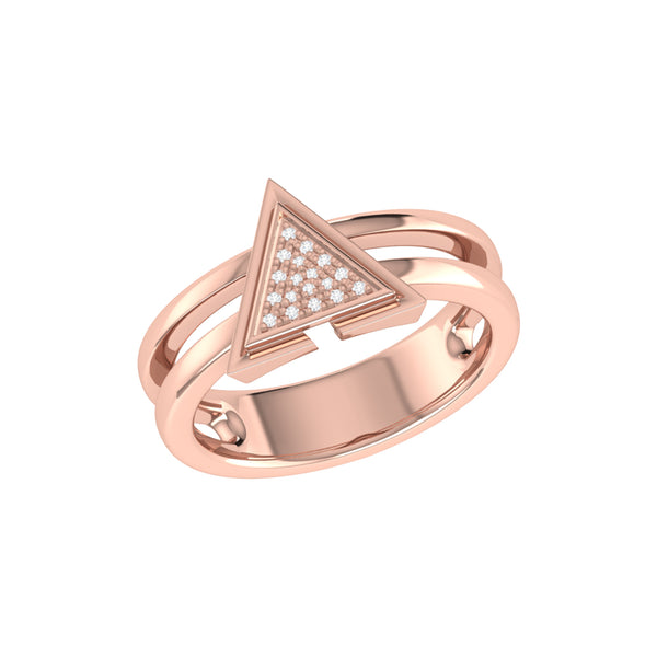 LuvMyJewelry On Point Triangle Diamond Ring in 14K Rose Gold Vermeil on Sterling Silver