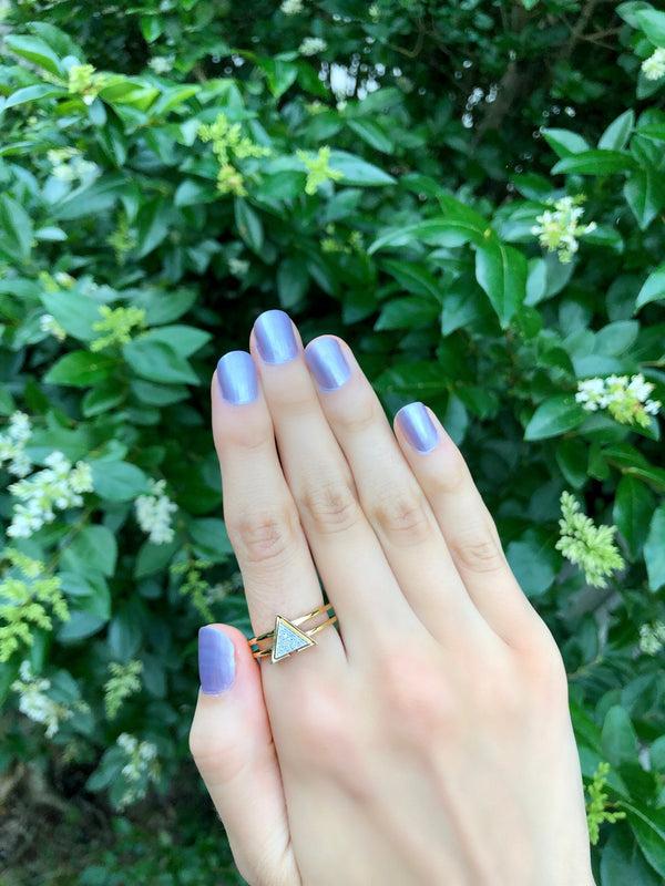 LuvMyJewelry On Point Triangle Diamond Ring In 14K Yellow Gold Vermeil On Sterling Silver