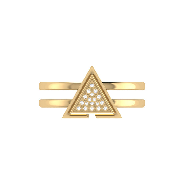 LuvMyJewelry On Point Triangle Diamond Ring In 14K Yellow Gold Vermeil On Sterling Silver