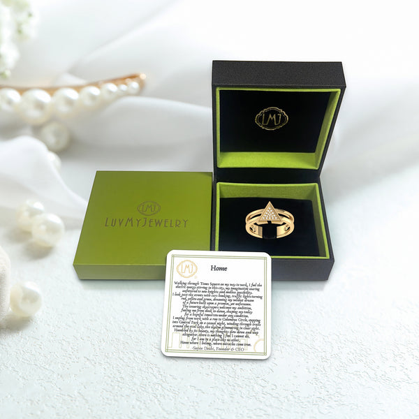 LuvMyJewelry On Point Triangle Diamond Ring In 14K Yellow Gold Vermeil On Sterling Silver