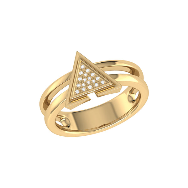 LuvMyJewelry On Point Triangle Diamond Ring in 14K Yellow Gold Vermeil on Sterling Silver