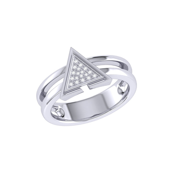 LuvMyJewelry On Point Triangle Diamond Ring in Sterling Silver