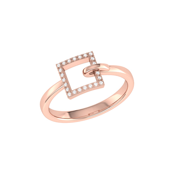 LuvMyJewelry On The Block Square Diamond Ring in Sterling Silver in 14K Rose Gold Vermeil on Sterling Silver