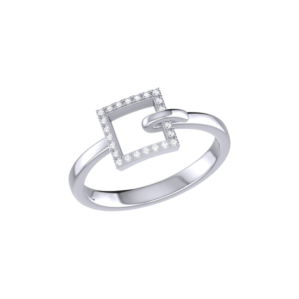 LuvMyJewelry On The Block Square Diamond Ring in Sterling Silver
