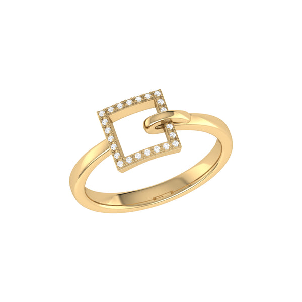 LuvMyJewelry On The Block Square Diamond Ring in Sterling Silver in 14K Yellow Gold Vermeil on Sterling Silver