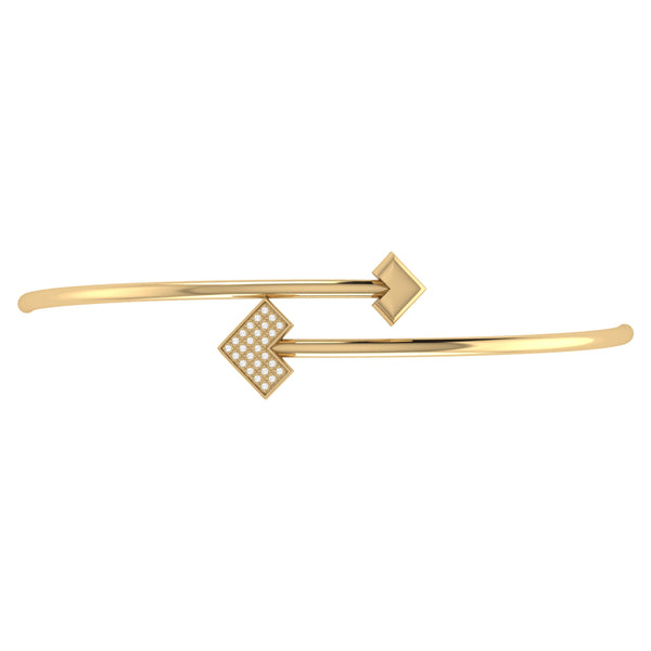 LuvMyJewelry One Way Arrow Adjustable Diamond Bangle In 14K Yellow Gold Vermeil On Sterling Silver