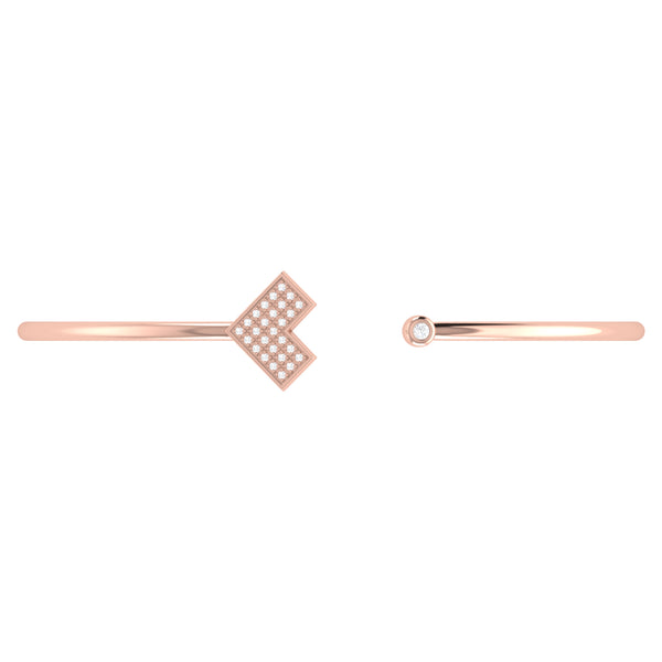 LuvMyJewelry One Way Arrow Adjustable Diamond Cuff In 14K Rose Gold Vermeil On Sterling Silver